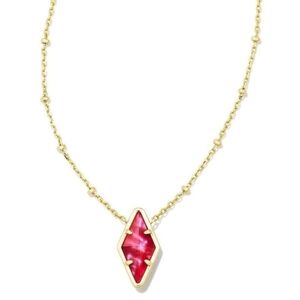 Kendra Scott Kinsley Rasberry Illusion Short Pendant Gold Necklace NWT